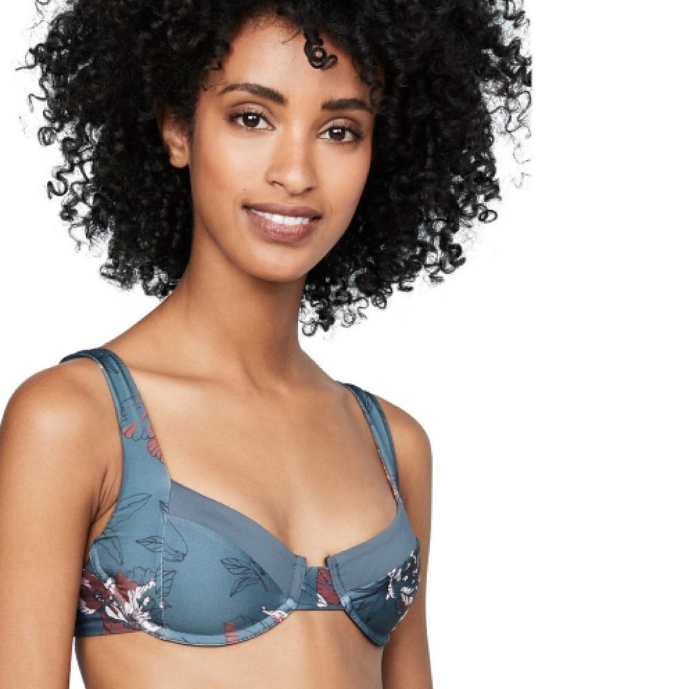 Tavik Sawyer Underwire Bikini Top Grey Floral Sz S
